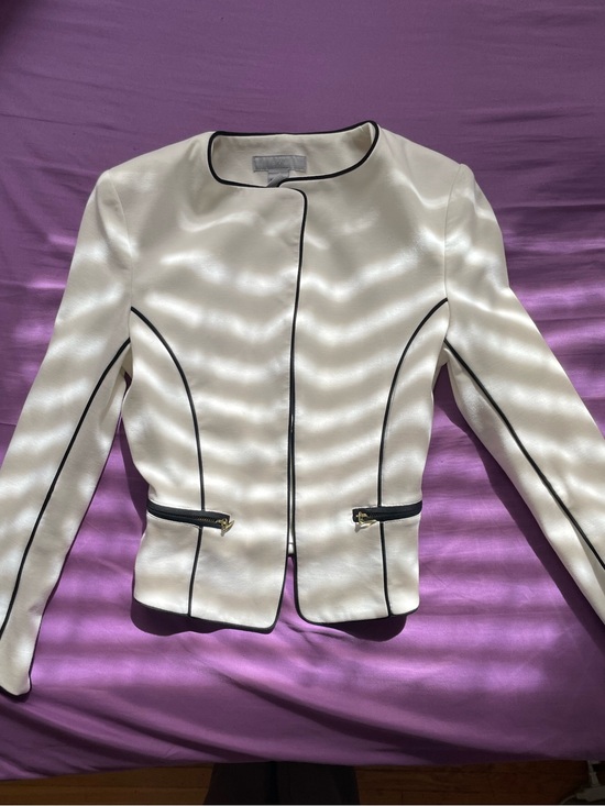 H&M Jackets & Blazers - H&M White Jacket with Black Contrast Piping